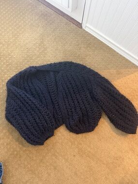 Chunky Knit Cashmere Women's Cardigan - Navy